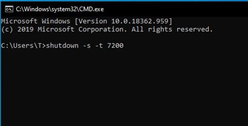 Hẹn giờ tự tắt máy tính win 10 qua lệnh Command Prompt