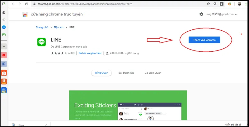 Chọn thêm vào chrome để cài Line trên máy tính