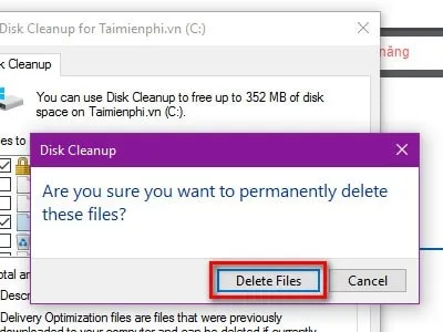 Chọn Delete files để hoàn tất việc xóa