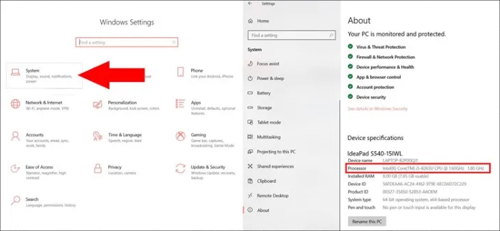 Các bước kiểm tra tốc độ máy tính bằng Settings