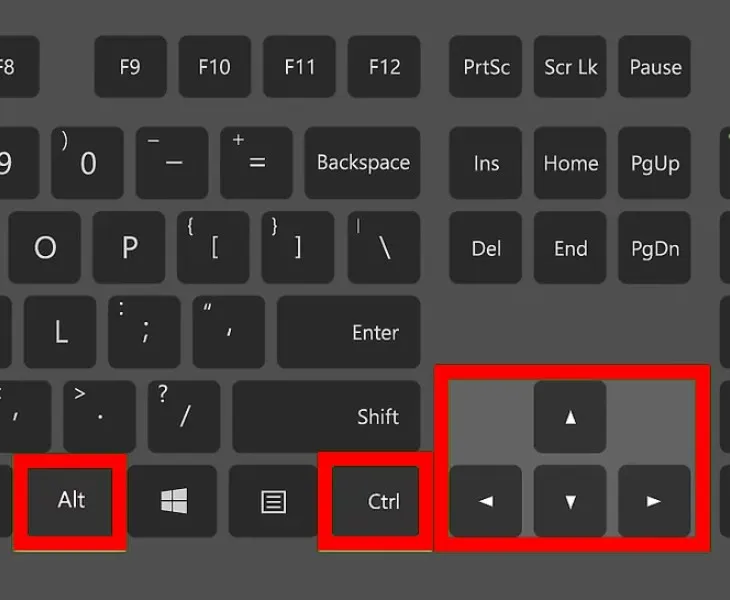 Tổ hợp phím Ctrl Alt Mũi tên là cách sửa màn hình máy tính bị xoay ngang nhanh nhất.