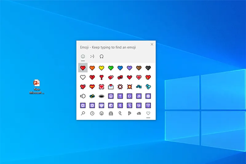 Tìm kiếm và chọn ký tự @ trong kho biểu tượng và emoji của Windows