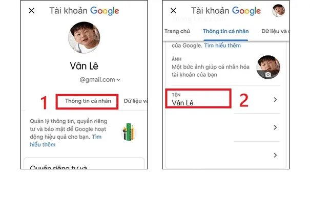 Truy cập Thông tin cá nhân (Personal info) để thay đổi thiết lập tên hiển thị tài khoản.