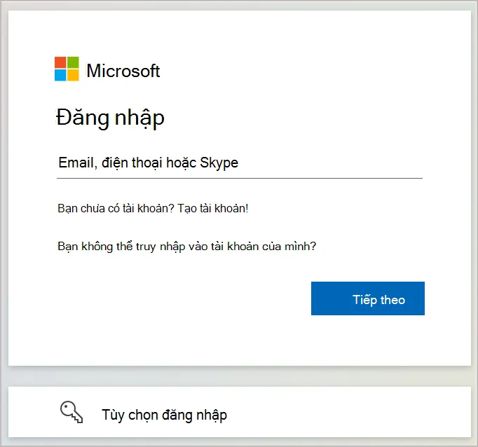 Bước đăng nhập vào tài khoản Microsoft trước khi thực hiện cách tải access về máy tính