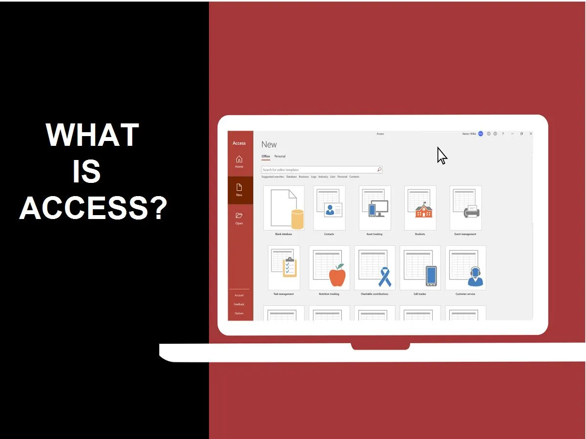 Giao diện Microsoft Access mô tả khả năng tạo cơ sở dữ liệu mạnh mẽ