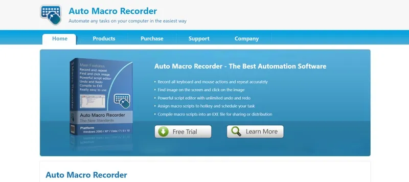 Trang web chính thức của Auto Macro Recorder để tải file cài đặt phần mềm ghi lại hành động