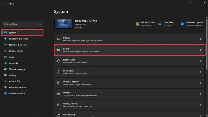 Truy cập cài đặt Sound trong Settings của Windows