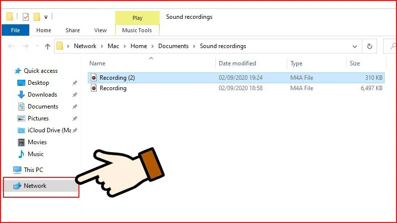 Thư mục chứa file ghi âm đã được Voice Recorder lưu trữ