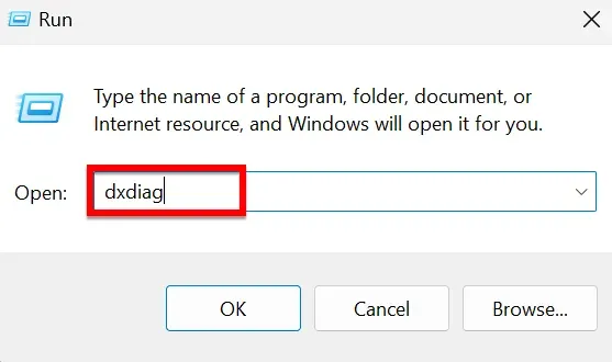 Thực hiện lệnh dxdiag trong Run để xem thông tin hệ thống và phiên bản Windows
