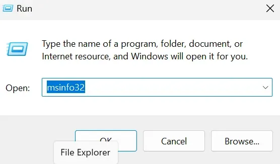 Sử dụng lệnh msinfo32 để mở System Information và tìm kiếm phiên bản Windows