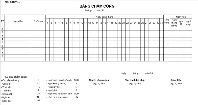Cách Làm Bảng Chấm Công Trên Máy Tính Chuyên Nghiệp Bằng Word, Excel Và Phần Mềm Quản Lý Nhân Sự