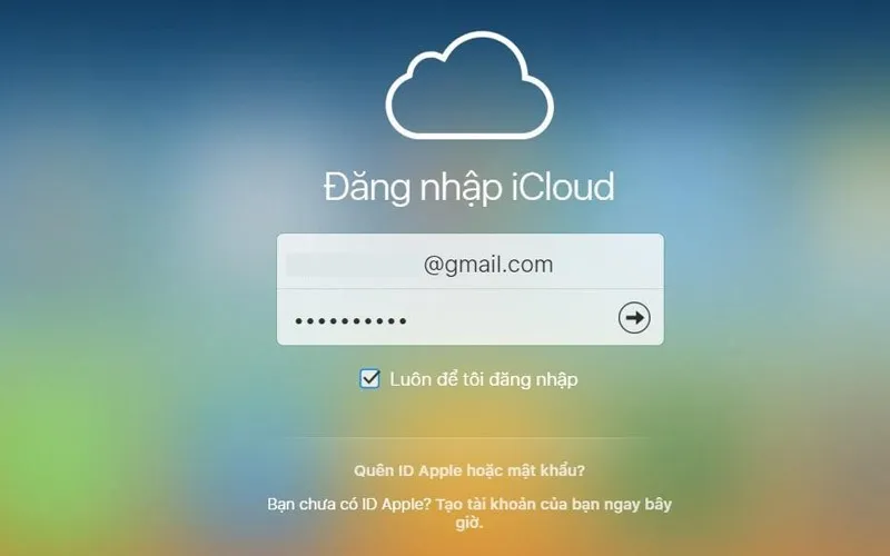 Truy cập vào địa chỉ https://www.icloud.com/ và đăng nhập