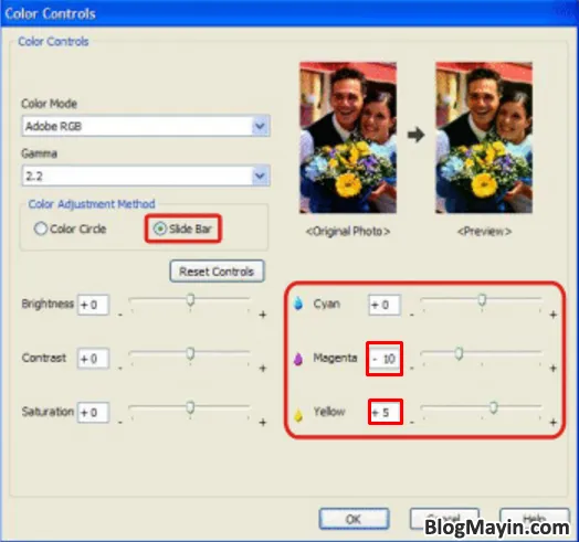 Ví dụ điều chỉnh bù trừ màu sắc (Color Compensation) để đạt màu trung thực