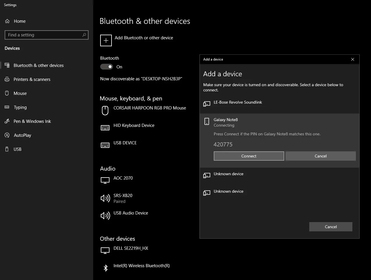 Xác nhận mã kết nối và chọn Connect để kết nối Bluetooth thành công