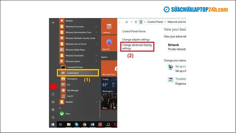 Thiết lập Network and Sharing Center trên Windows để chia sẻ file nhanh chóng