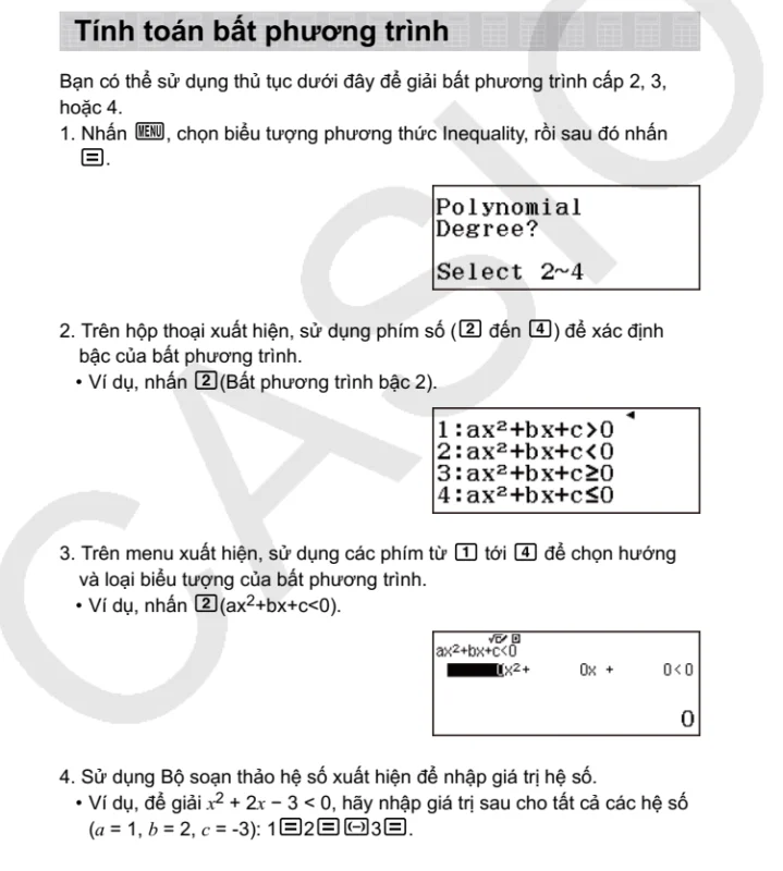 CÁCH GIẢI BẤT PHƯƠNG TRÌNH TRÊN MÁY TÍNH: Hướng Dẫn Chi Tiết Bằng Casio 580VNX Và Các Dòng Khác