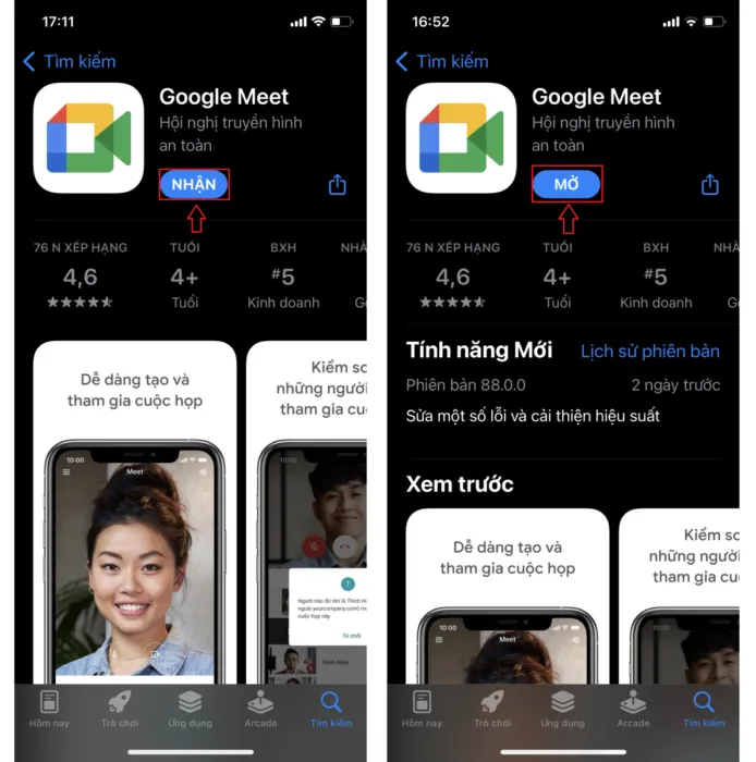 Tải ứng dụng Google Meet chính thức từ App Store cho người dùng iOS.