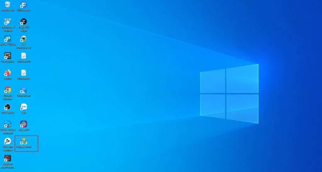 Biểu tượng ứng dụng Google Meet sau khi tạo lối tắt thành công trên màn hình Desktop.