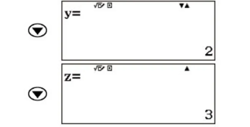 Kiểm tra giá trị nghiệm y và z sau khi bấm máy tính giải hệ phương trình 3 ẩn