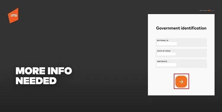 Điền thông tin CMND ngày sinh để xác thực tài khoản Liên Minh Huyền Thoại VNG