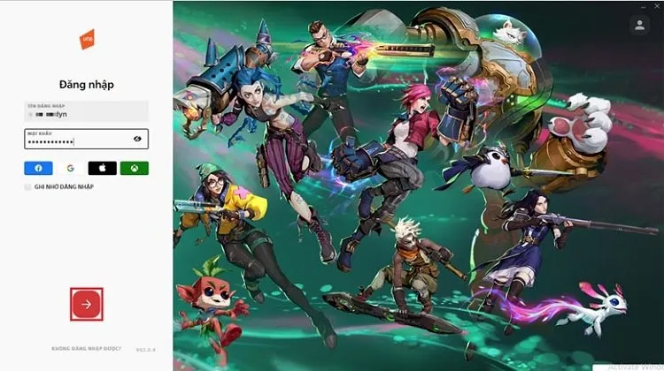 Đăng nhập vào tài khoản Riot Games để hoàn tất quá trình tải LMHT về máy tính