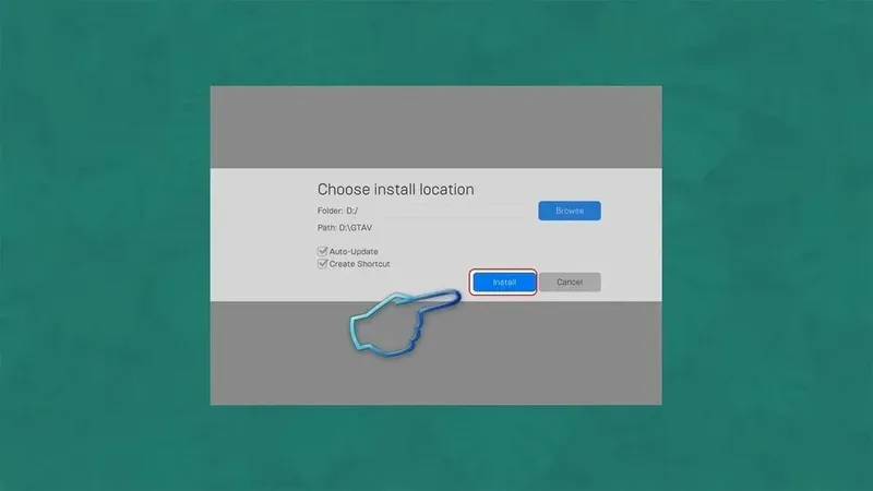 Nút cài đặt (Install) và trạng thái tải game GTA V trên Epic Games Launcher