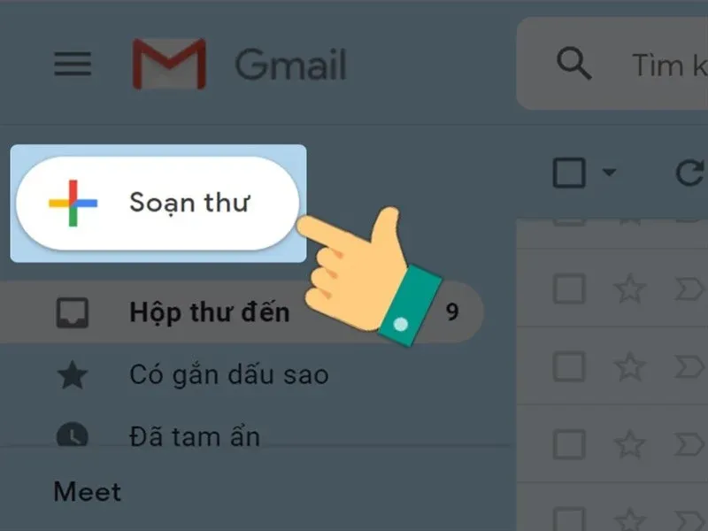 Nhấn vào nút Soạn thư là bước đầu tiên để gửi mail trên máy tính