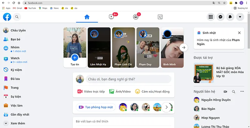 Truy cập vào tài khoản Facebook của bạn