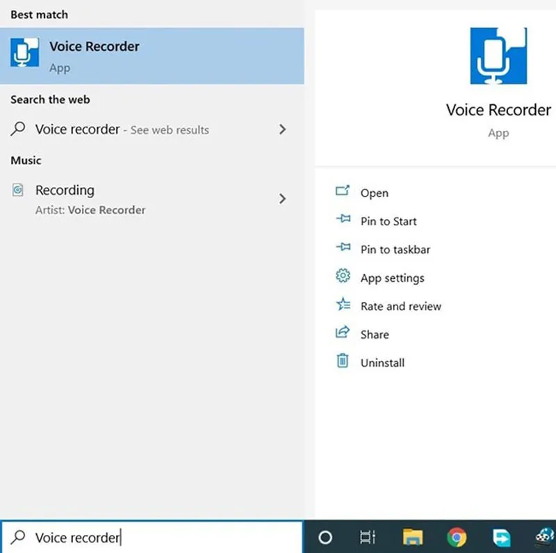 alt: Giao diện ứng dụng Voice Recorder trên Windows 10/11 với nút ghi âm lớn và các tùy chọn tạm dừng, đánh dấu, cho phép người dùng thực hiện ghi âm trên máy tính một cách nhanh chóng