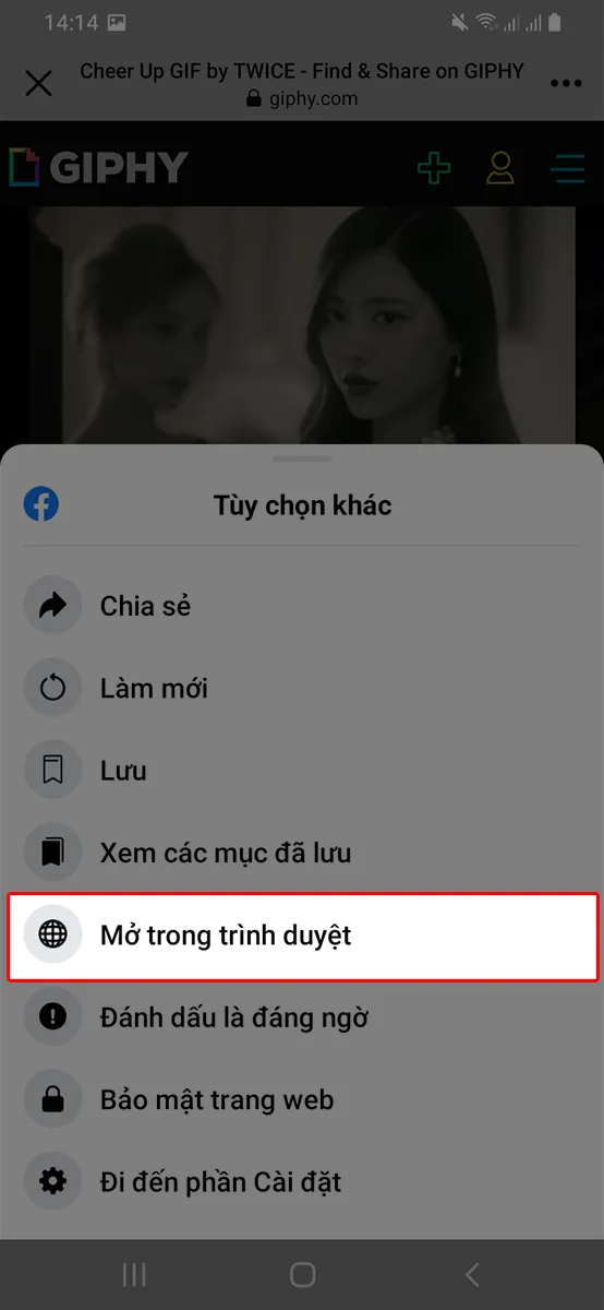 Nhấn vào mở trong trình duyệt