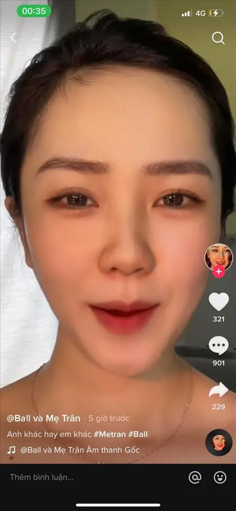 Hình ảnh mẹ Trân với con trai trên TikTok