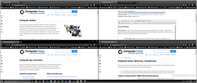 Ví dụ về kết quả chụp toàn bộ màn hình máy tính bằng tùy chọn Full-screen Snip trong công cụ Snipping Tool hoặc Snip &amp; Sketch.