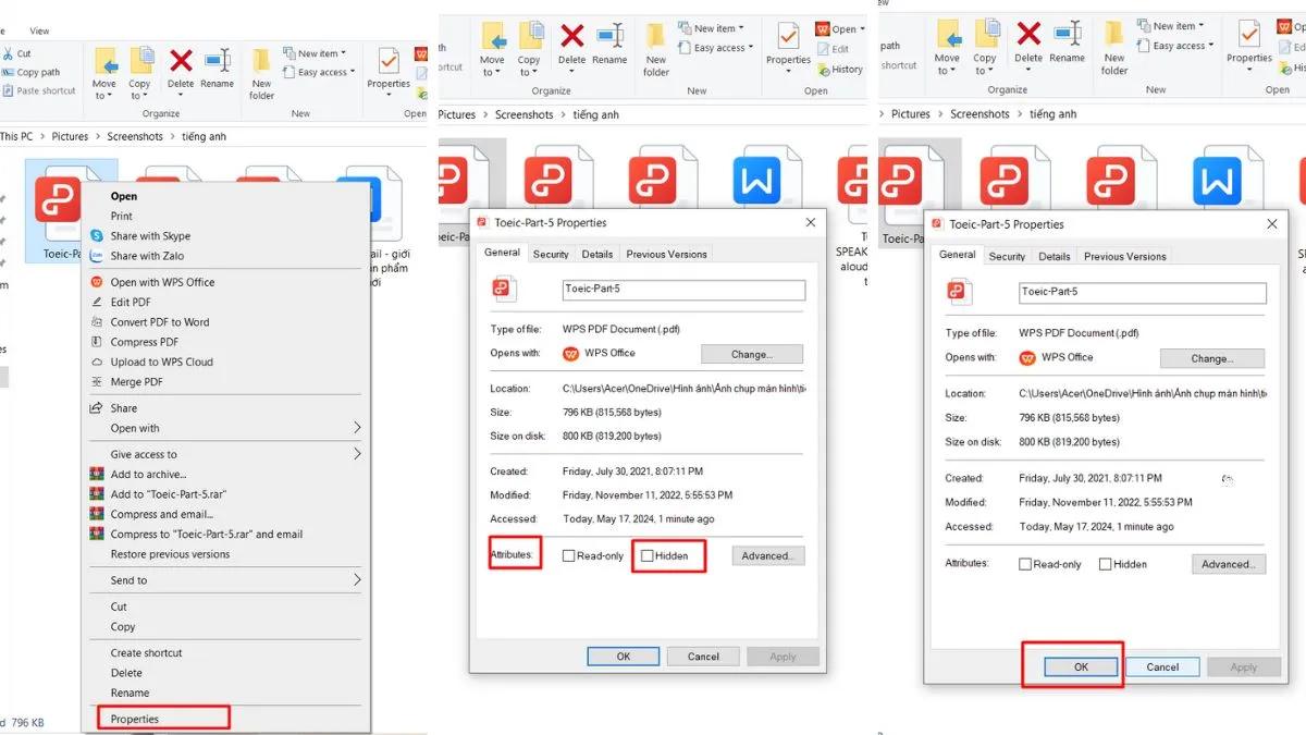 Cách ẩn file trên máy tính Win 10, 11 đơn giản nhất