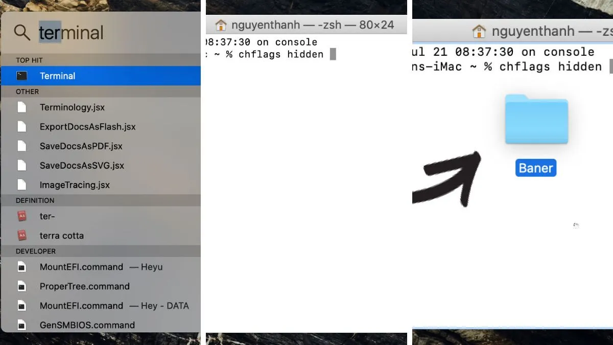 Sử dụng Terminal để ẩn folder trên PC