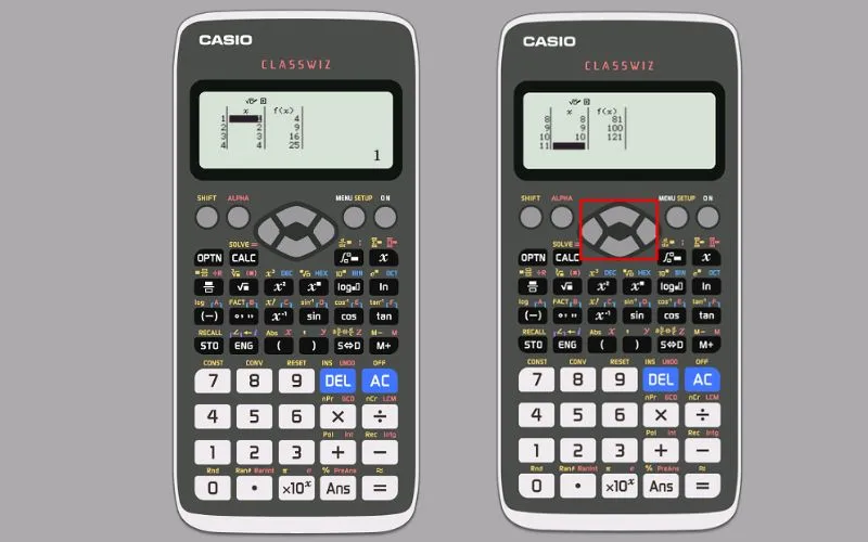 cách bấm máy tính bảng giá trị trên máy tính Casio fx-580