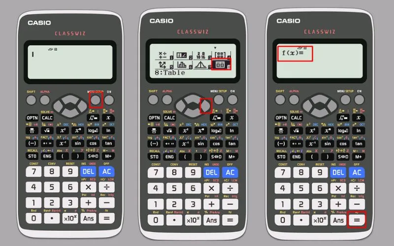 cách bấm máy tính bảng giá trị trên máy tính Casio fx-580