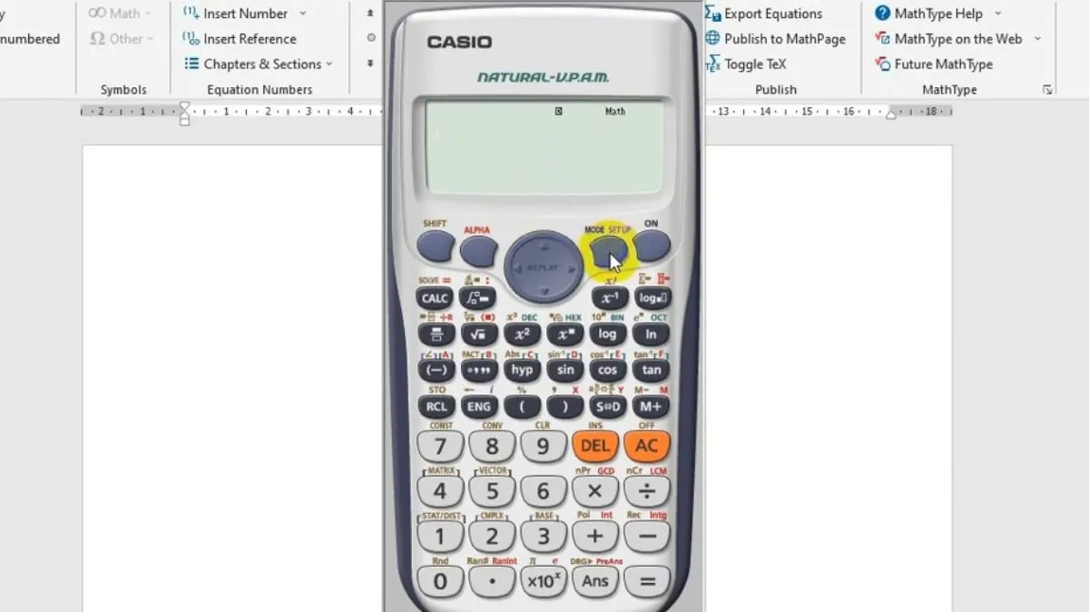 cach bam may tinh he phuong trinh Casio 570VN PLUS huong dan vi tri nut Mode de vao che do EQN