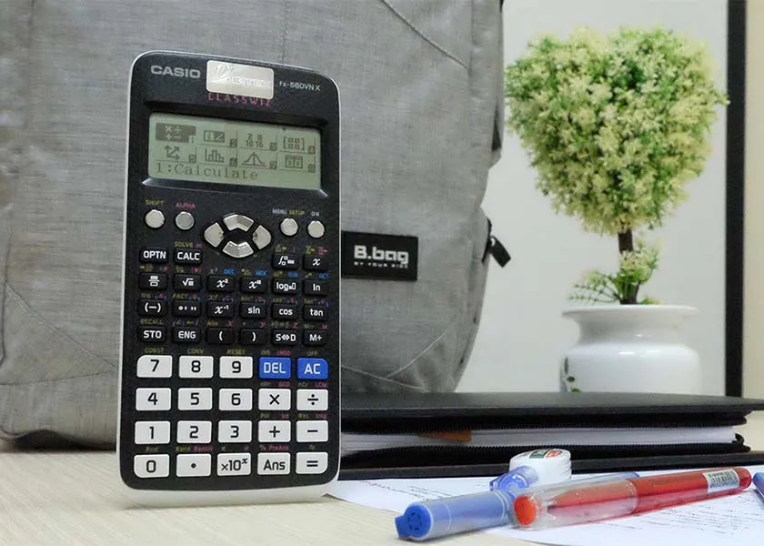 Cú pháp và vị trí các phím chức năng để thực hiện cách bấm log trên máy tính Casio FX 580VNX tính pH