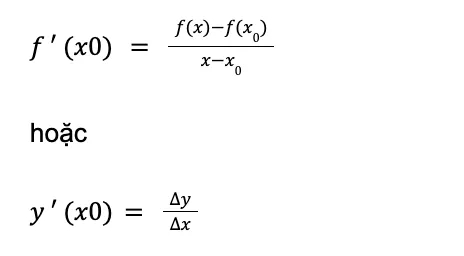 Công thức tính đạo hàm cơ bản f'(x0) bằng giới hạn cho học sinh sinh viên