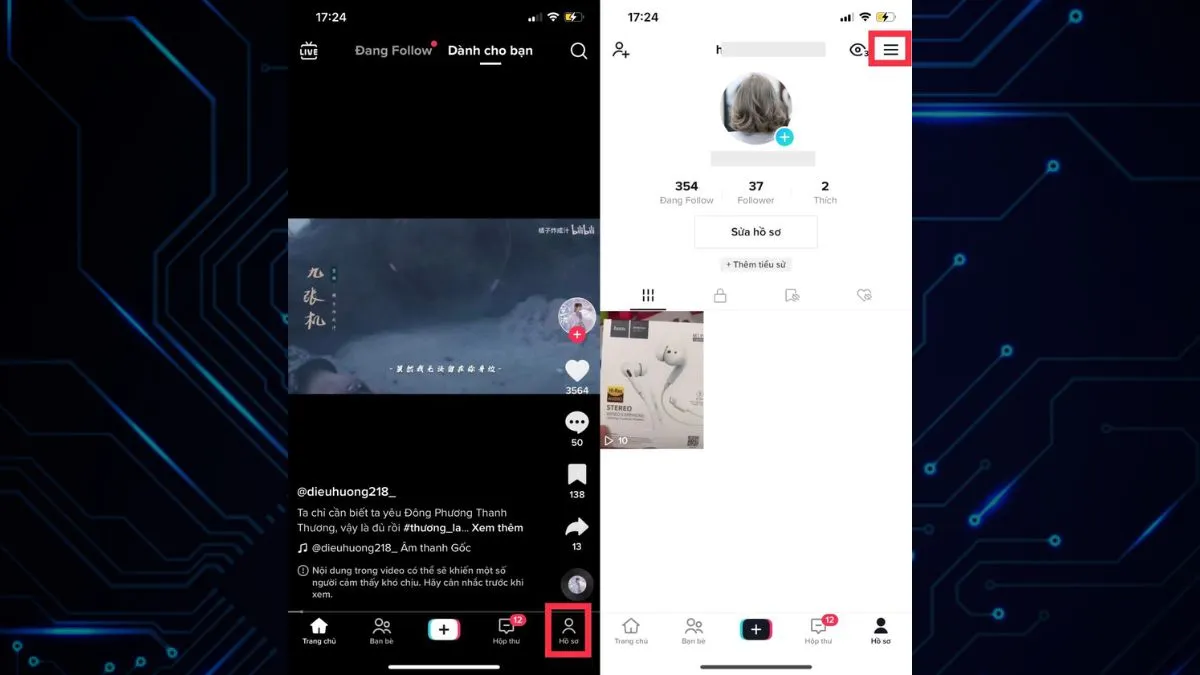 Truy cập trang hồ sơ (Profile) trên ứng dụng TikTok