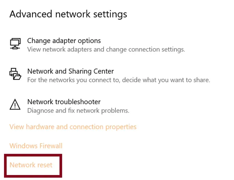 Giao diện Network &amp; internet Settings trên Windows 11 để thực hiện Network Reset