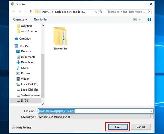 Chọn thư mục lưu tập tin cài đặt phần mềm AwesomeWallpaper trên máy tính