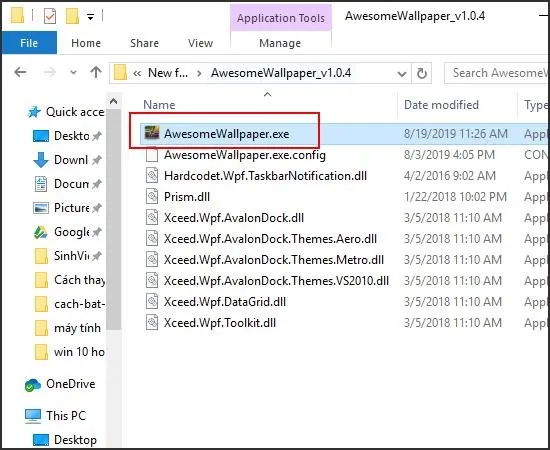 Chạy file AwesomeWallpaper.exe để tiến hành cài đặt ứng dụng