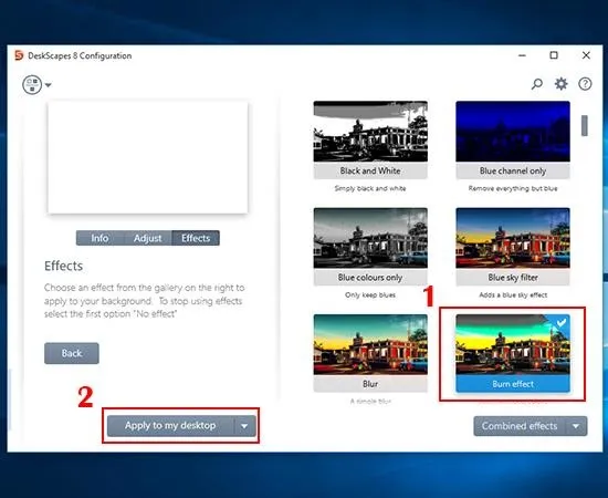 Nút Apply to my desktop để áp dụng video đã chọn làm hình nền động