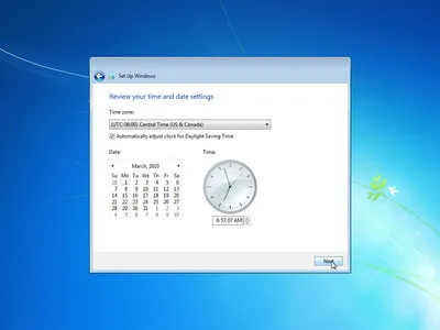 Chọn múi giờ và thiết lập thời gian chính xác cho máy tính khi cài đặt Windows 7
