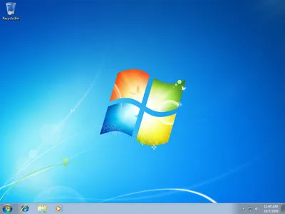 Giao diện Desktop Windows 7 hoàn chỉnh sau khi cài đặt thành công