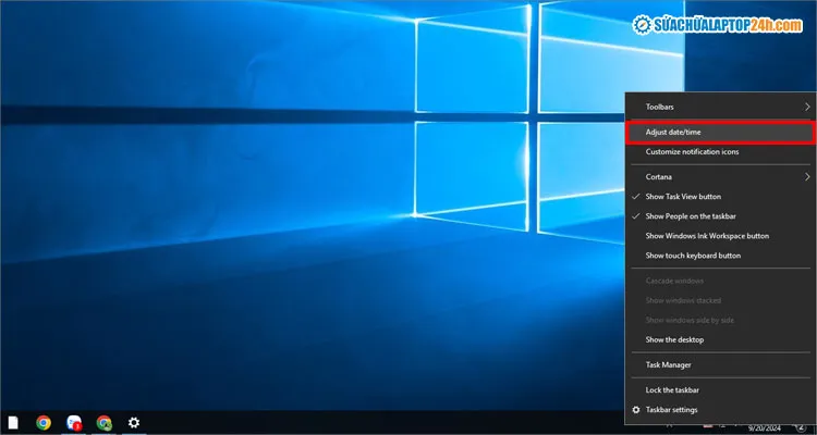 Chọn Adjust date/time để bắt đầu cách chỉnh 24 giờ trên máy tính Win 10