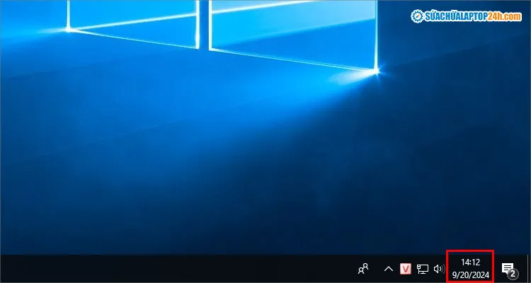 Kết quả hiển thị giờ 24 tiếng trên thanh Taskbar sau khi cài đặt