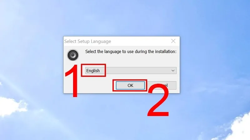 Lựa chọn ngôn ngữ cài đặt Letasoft Sound Booster.