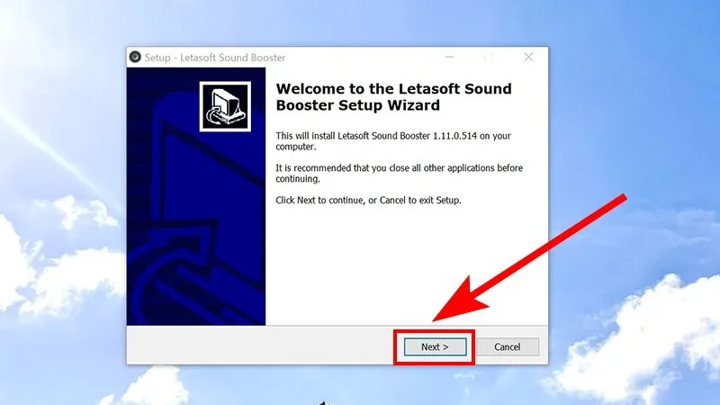 Bước tiếp theo trong quá trình cài đặt phần mềm tăng âm lượng.